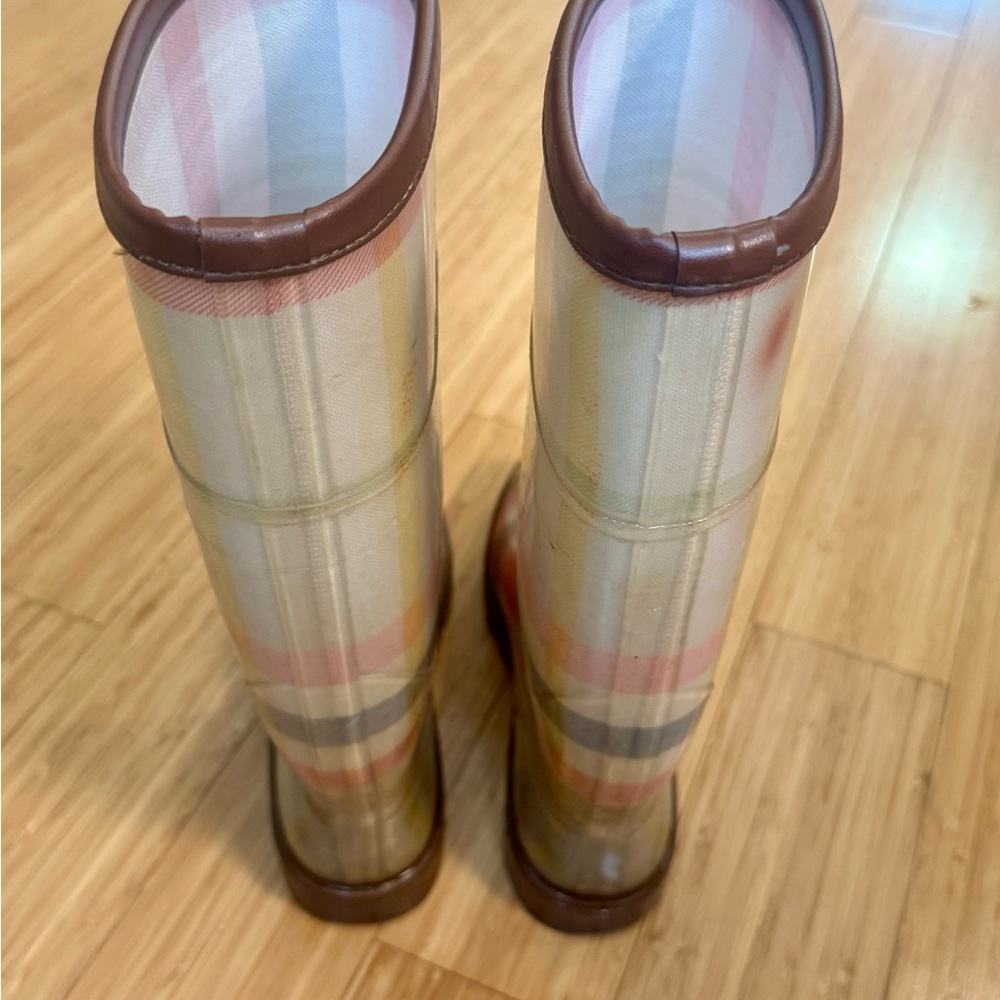 Burberry Plaid Rain Boots - Pink and Brown - Picture 4 of 5